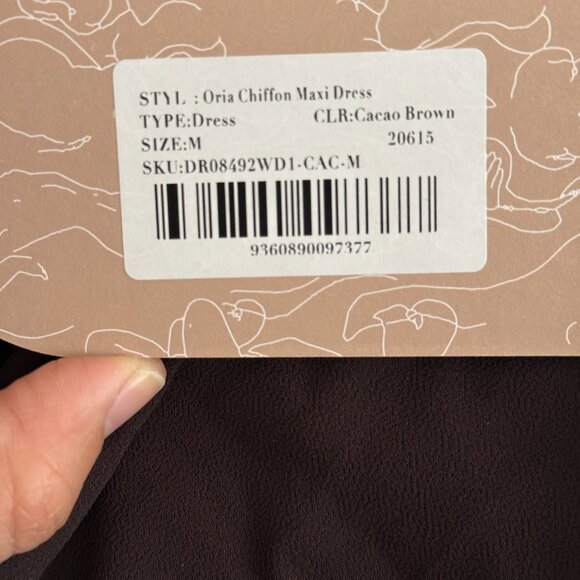 NWT Meshki Orai Chiffon Maxi Dress - Cacao Brown - Picture 10 of 10